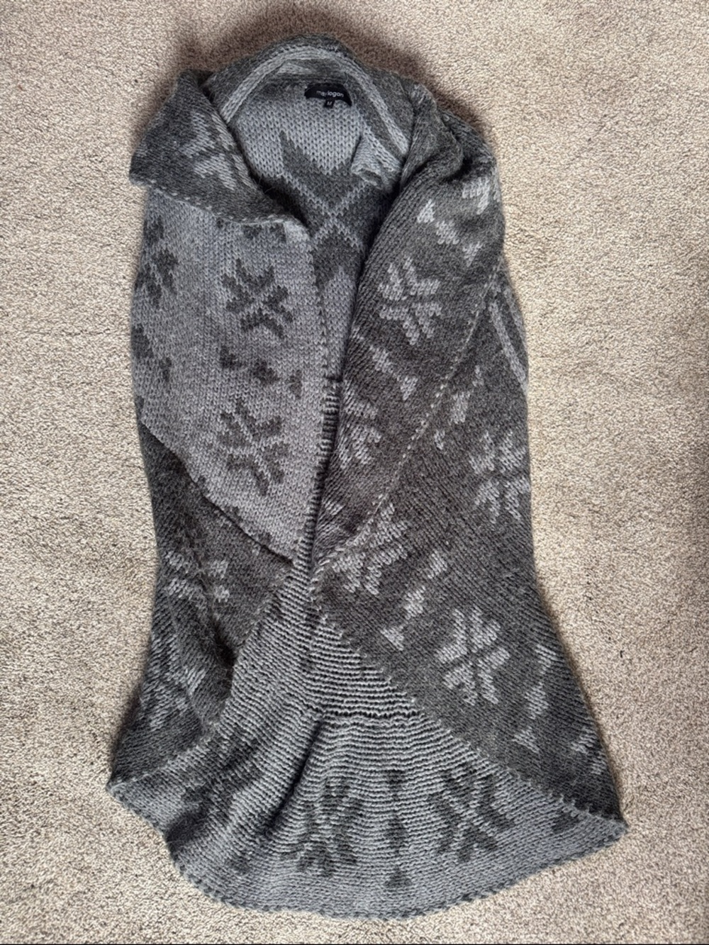 Cozy Grey Snowflake Knit Dress/Cardigan Wrap